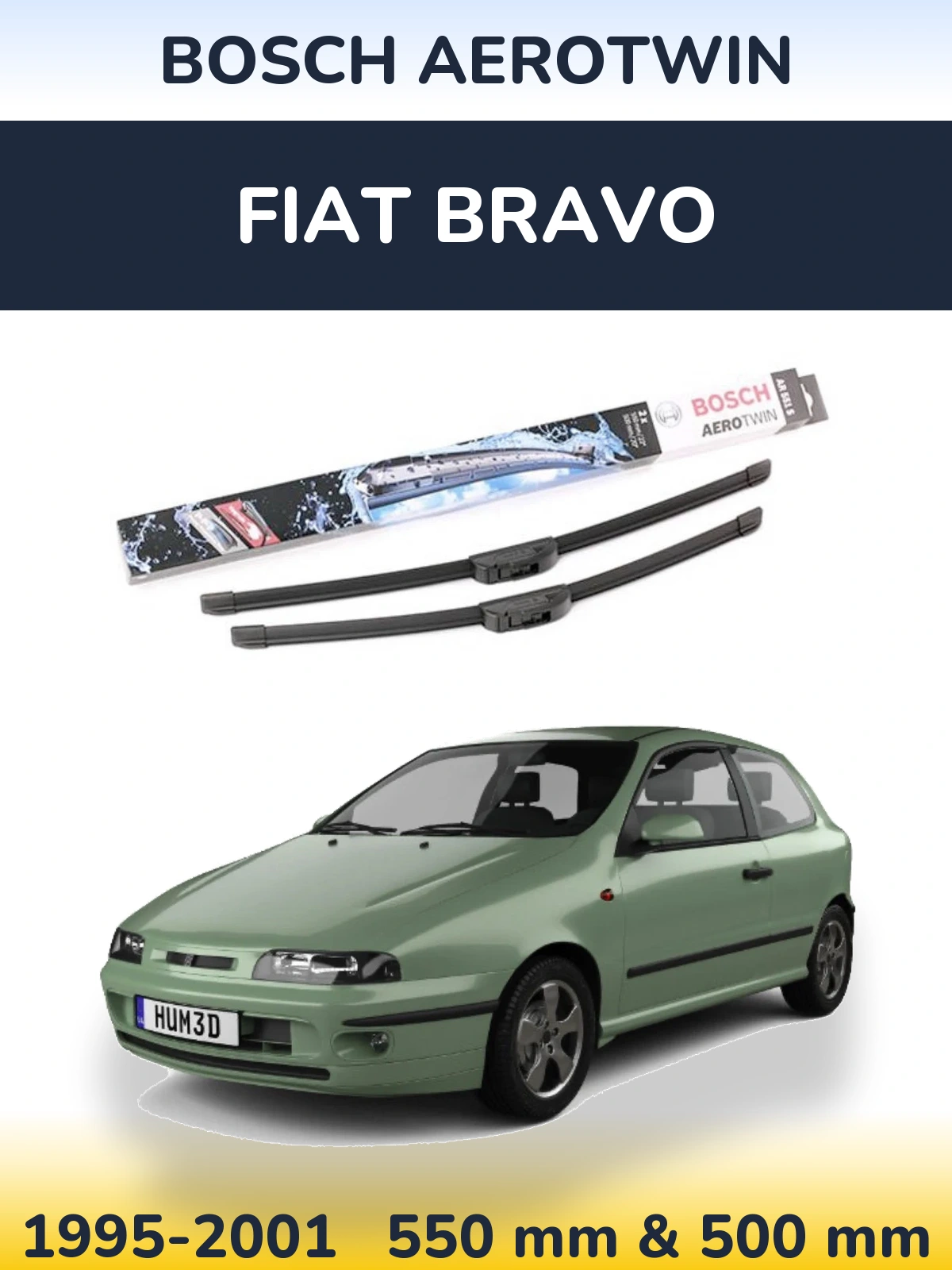 Komplet przednich wycieraczek BOSCH AeroTwin 550 & 500 mm do Fiat Bravo 1995-2001