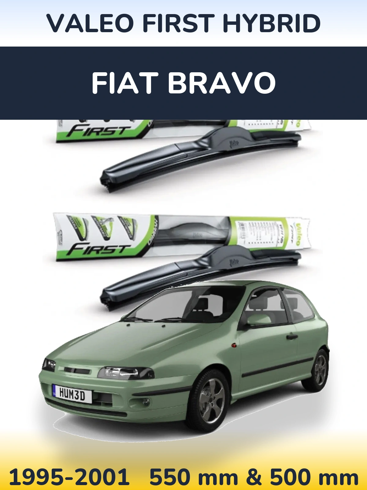 Комплект передних дворников Valeo First Hybrid 550 & 500 мм для Fiat Bravo 1995-2001