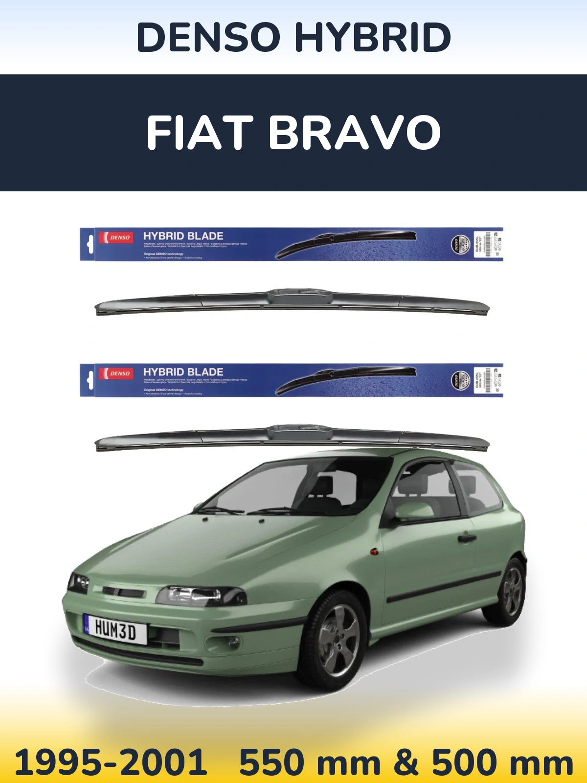 Комплект передних дворников Denso Hybrid 550 & 500 мм для Fiat Bravo 1995-2001