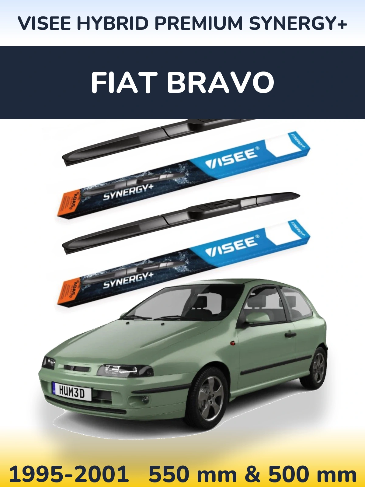 Комплект передних дворников VISEE HYBRID PREMIUM SYNERGY+ 550 & 500 мм для Fiat Bravo 1995-2001