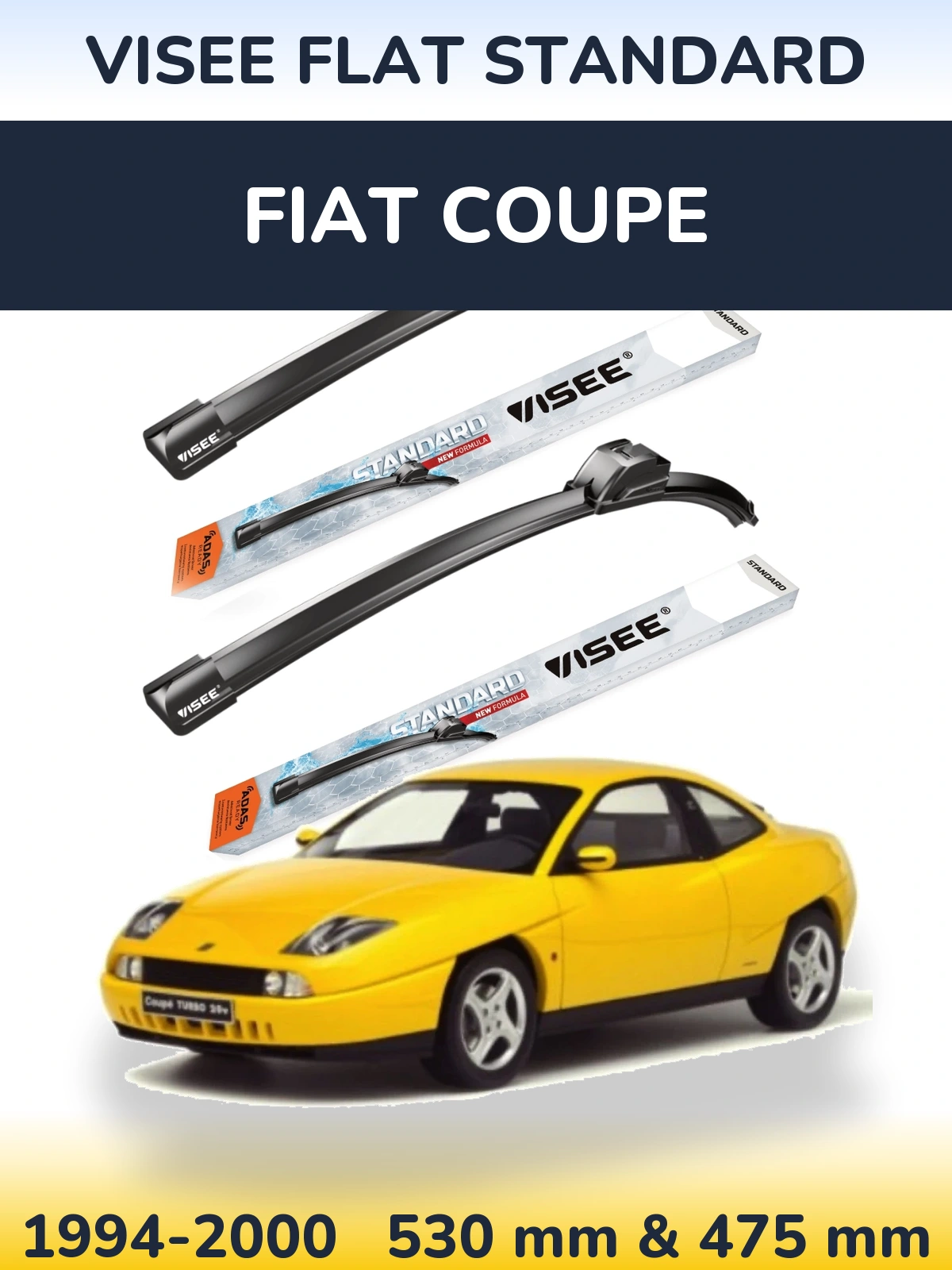 Комплект передних дворников VISEE FLAT STANDARD 530 & 475 мм для Fiat Coupe 1994-2000
