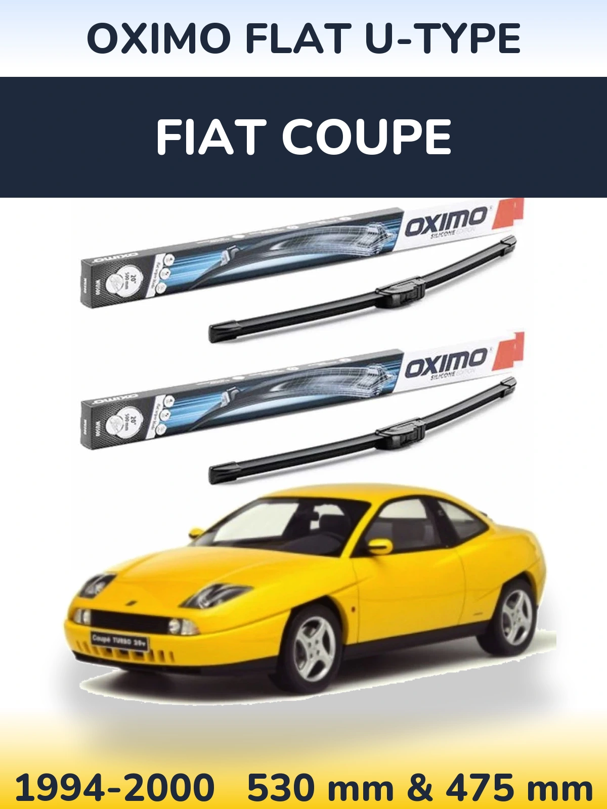 Комплект передних дворников Oximo Flat U-type 530 & 475 мм для Fiat Coupe 1994-2000