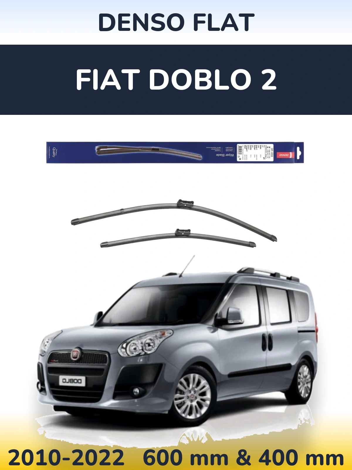 Komplet przednich wycieraczek Denso Flat 600 & 400 mm do Fiat Doblo 2 2010-2022