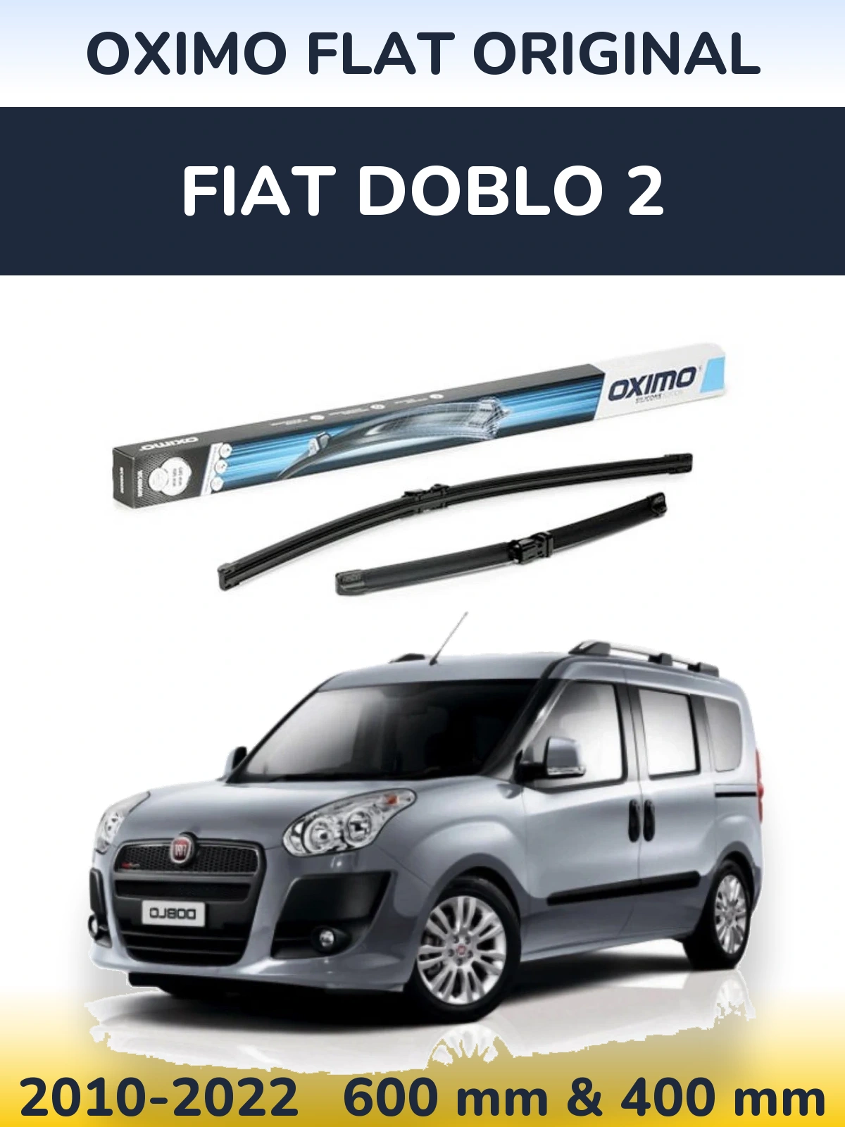 Комплект передних дворников Oximo Flat Original 600 & 400 мм для Fiat Doblo 2 2010-2022