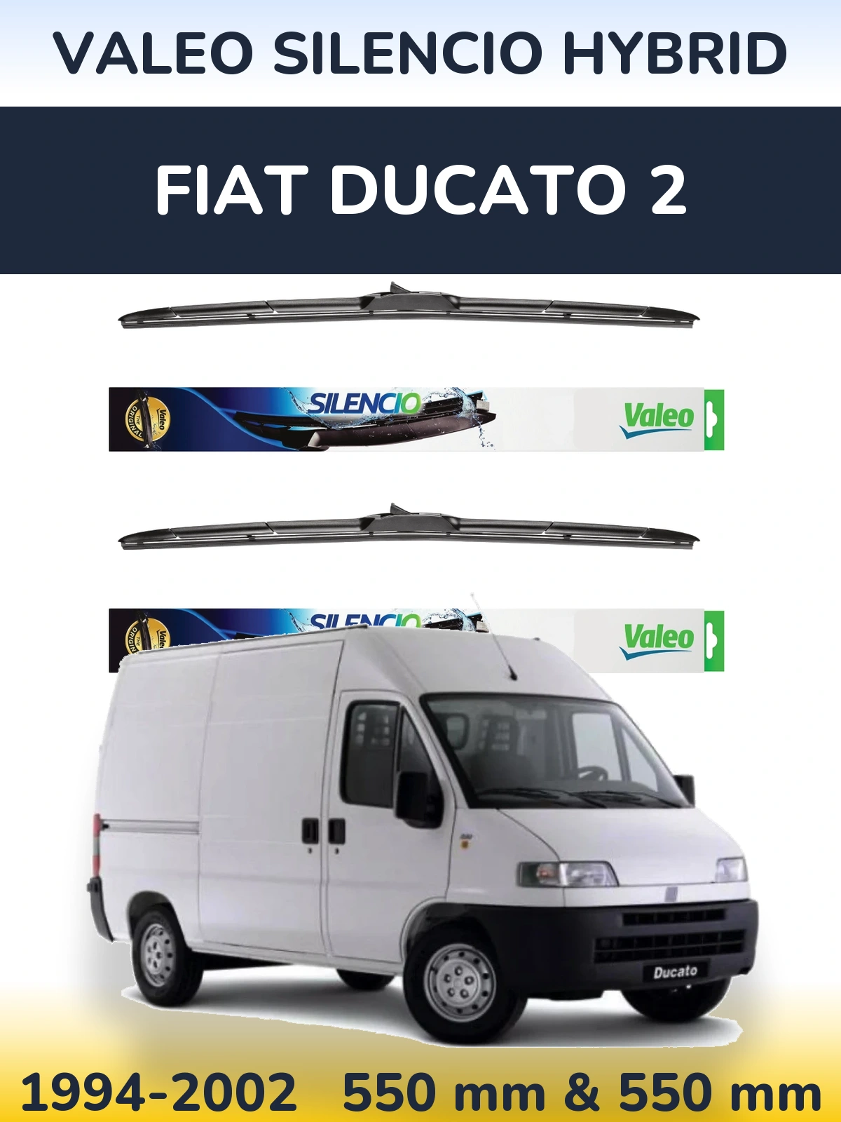 Комплект передних дворников Valeo Silencio Hybrid 550 & 550 мм для Fiat Ducato 2 1994-2002