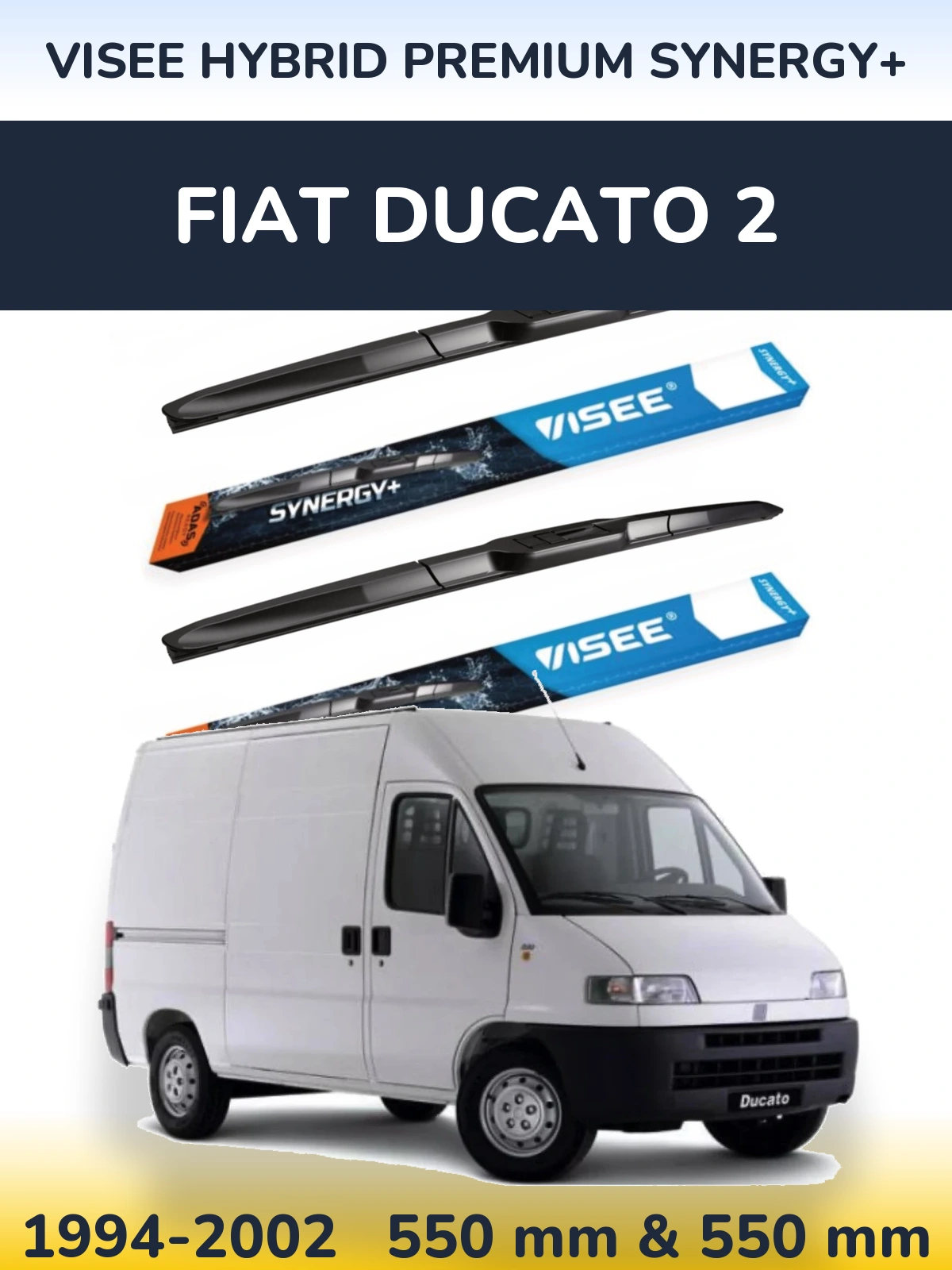 Komplet przednich wycieraczek VISEE HYBRID PREMIUM SYNERGY+ 550 & 550 mm do Fiat Ducato 2 1994-2002