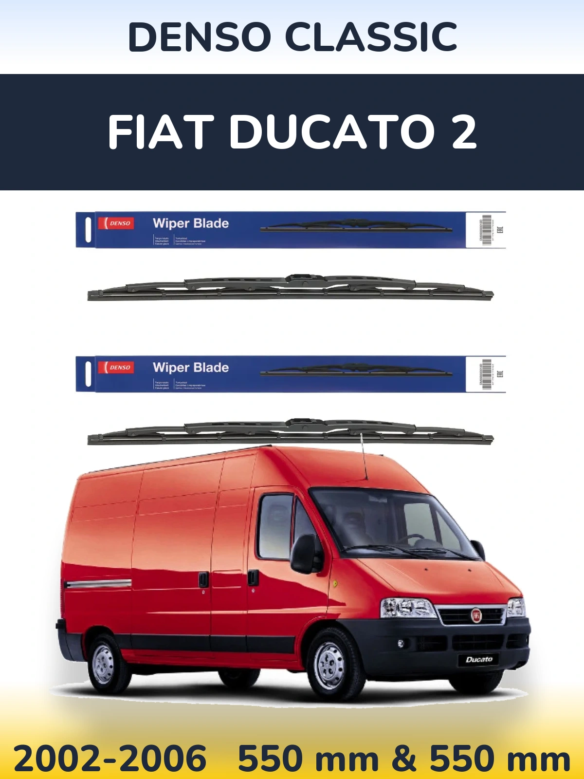 Komplet przednich wycieraczek Denso Classic 550 & 550 mm do Fiat Ducato 2 2002-2006