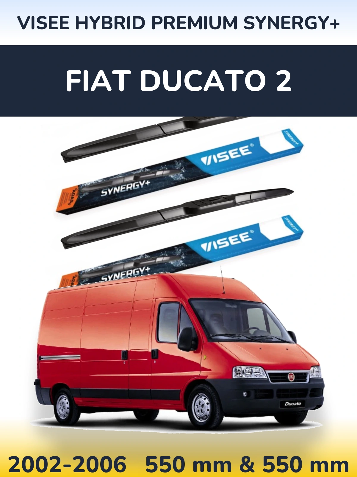 Комплект передних дворников VISEE HYBRID PREMIUM SYNERGY+ 550 & 550 мм для Fiat Ducato 2 2002-2006