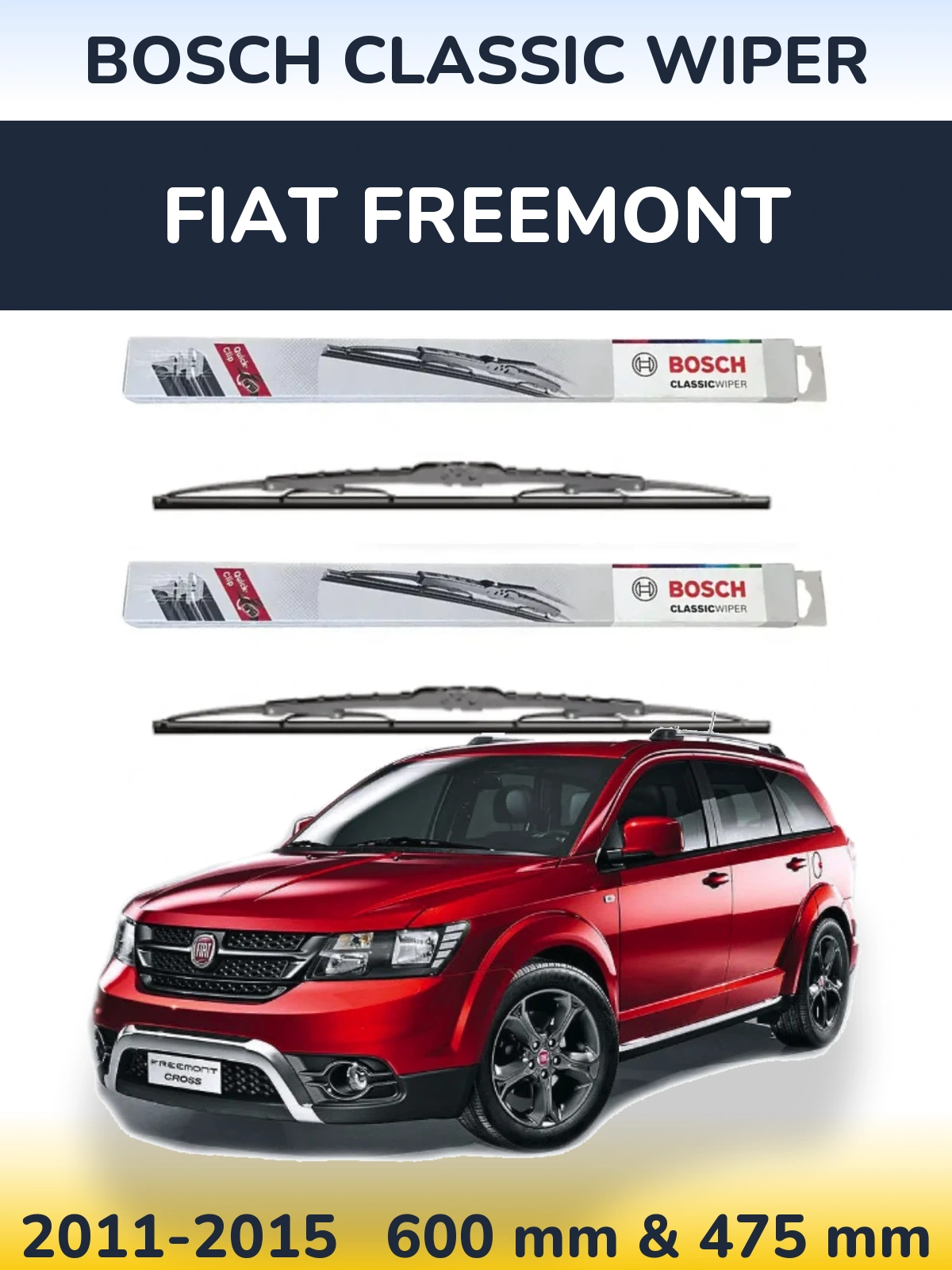 Комплект передних дворников BOSCH Classic Wiper 600 & 475 мм для Fiat Freemont 2011-2015