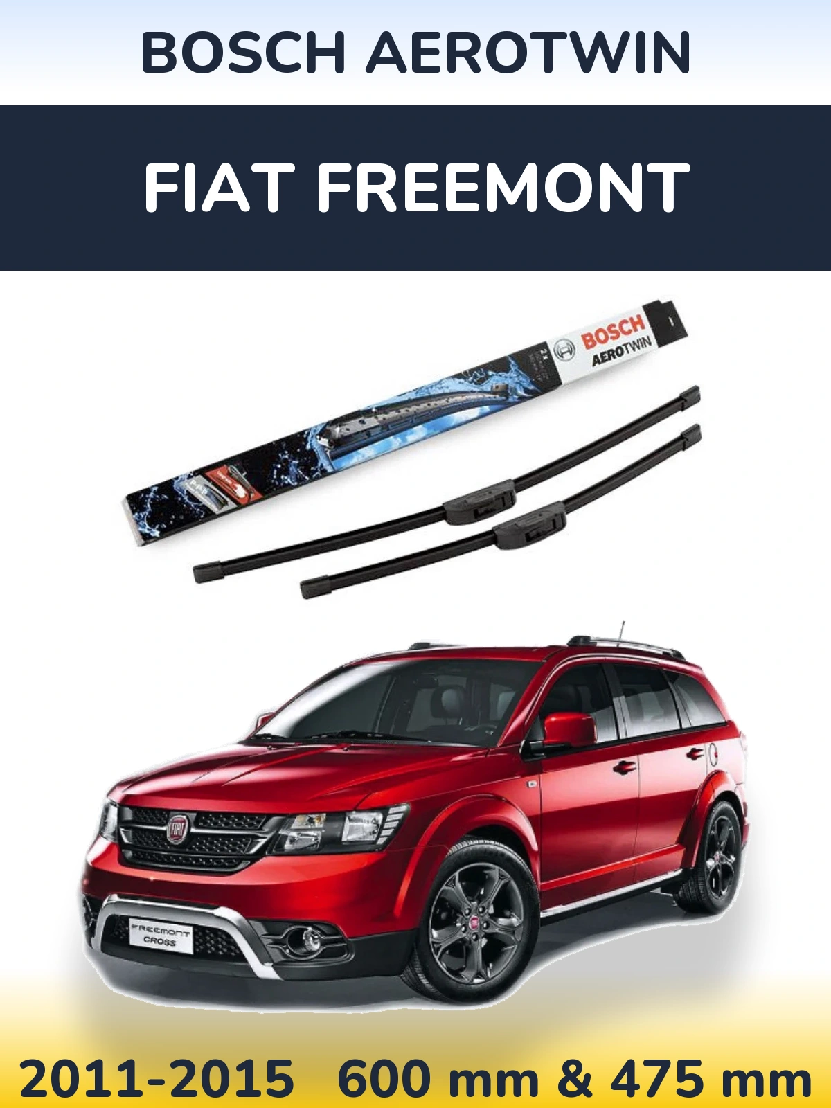 Komplet przednich wycieraczek BOSCH AeroTwin 600 & 475 mm do Fiat Freemont 2011-2015