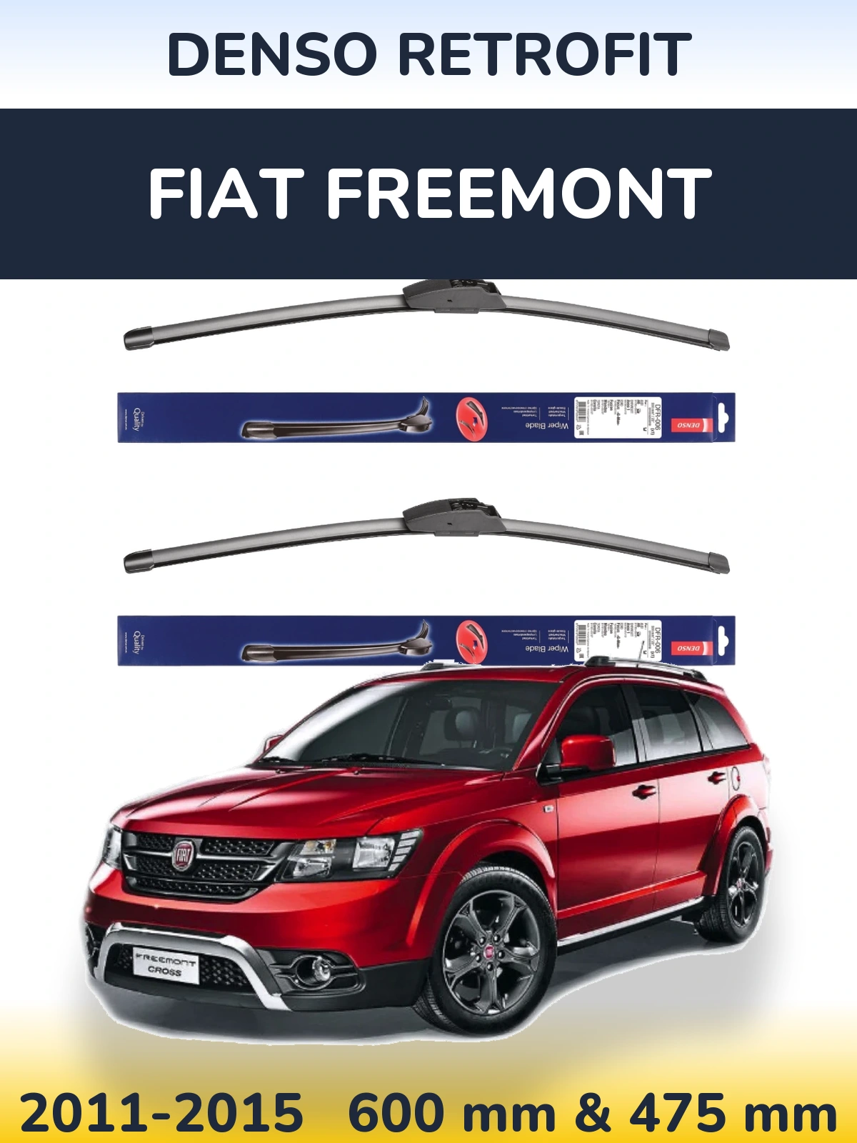 Komplet przednich wycieraczek Denso Retrofit 600 & 475 mm do Fiat Freemont 2011-2015