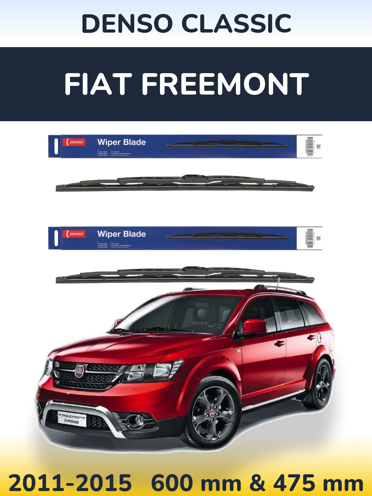 Komplet przednich wycieraczek Denso Classic 600 & 475 mm do Fiat Freemont 2011-2015