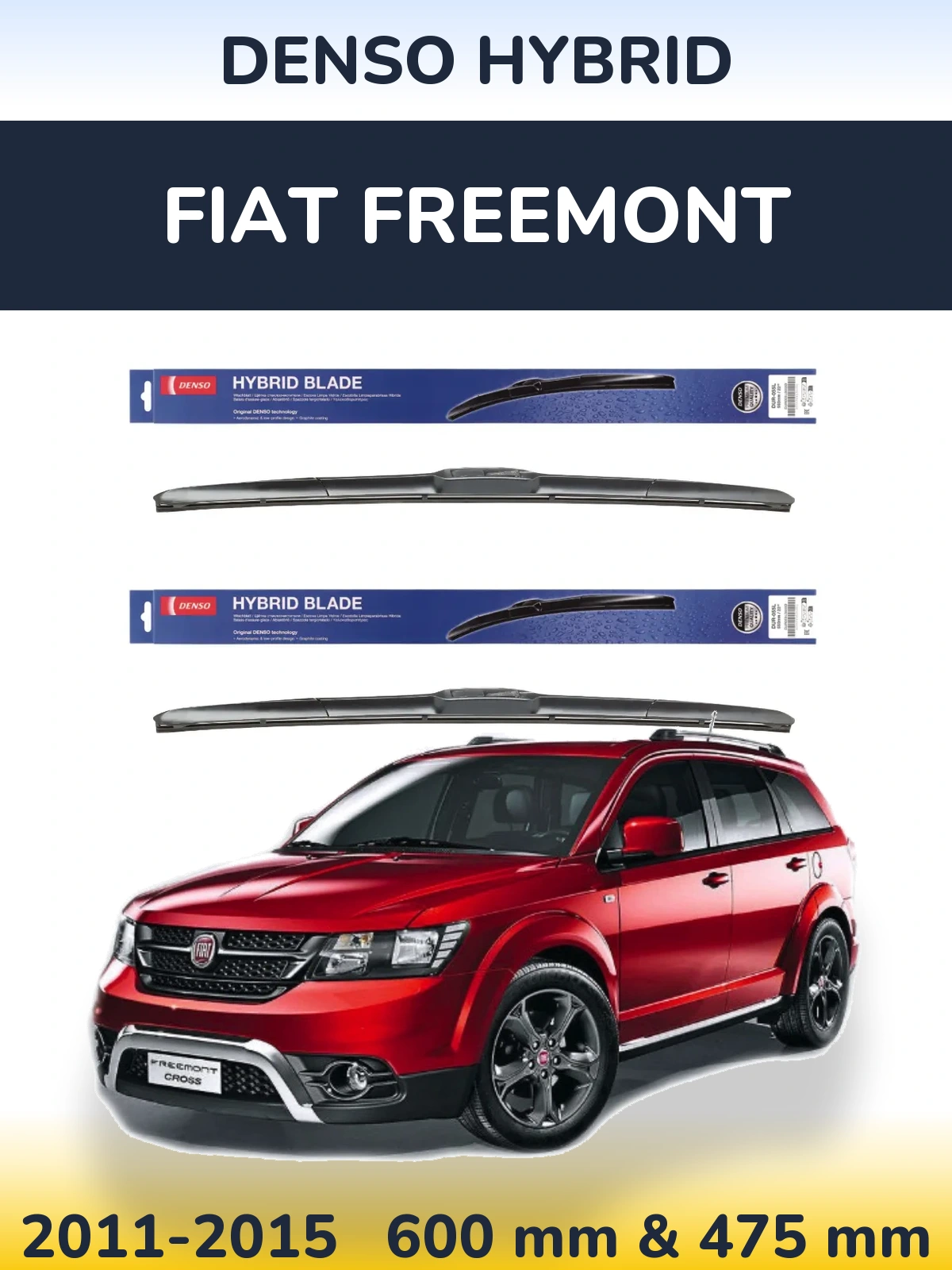 Komplet przednich wycieraczek Denso Hybrid 600 & 475 mm do Fiat Freemont 2011-2015
