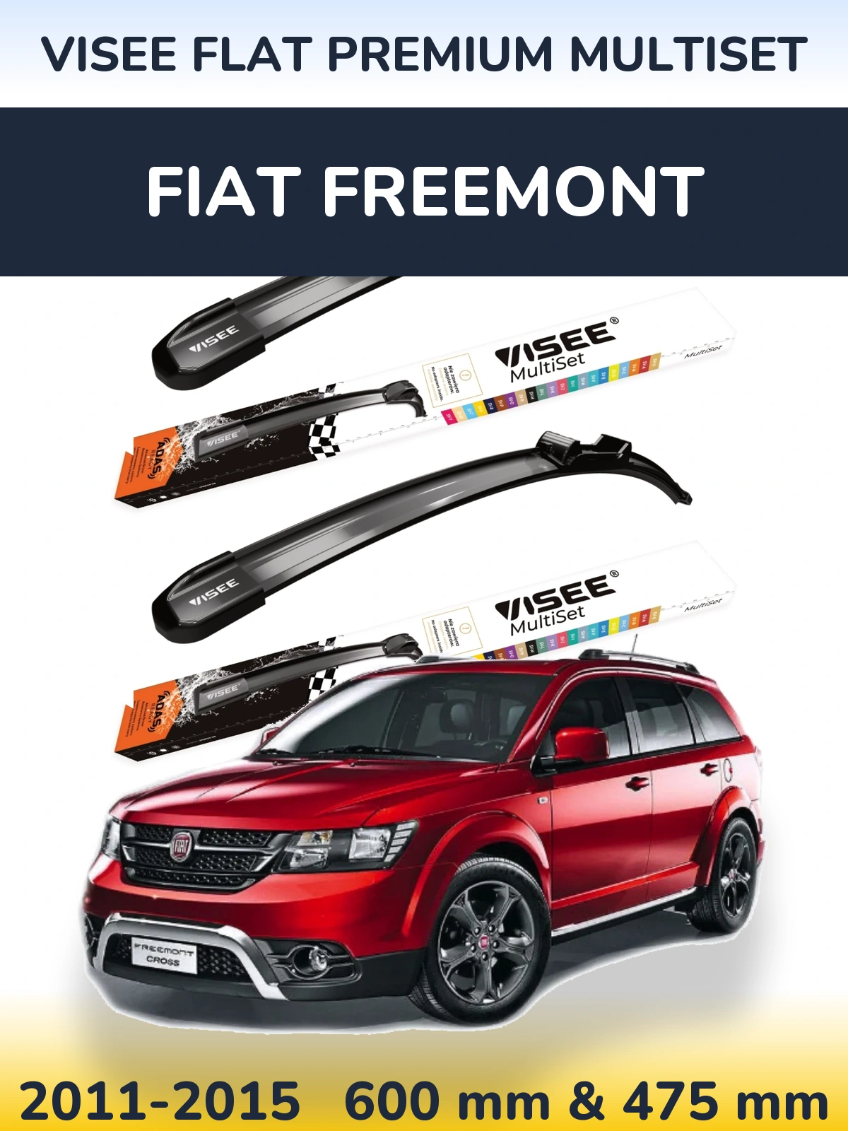 Komplet przednich wycieraczek VISEE FLAT PREMIUM MultiSet 600 & 475 mm do Fiat Freemont 2011-2015