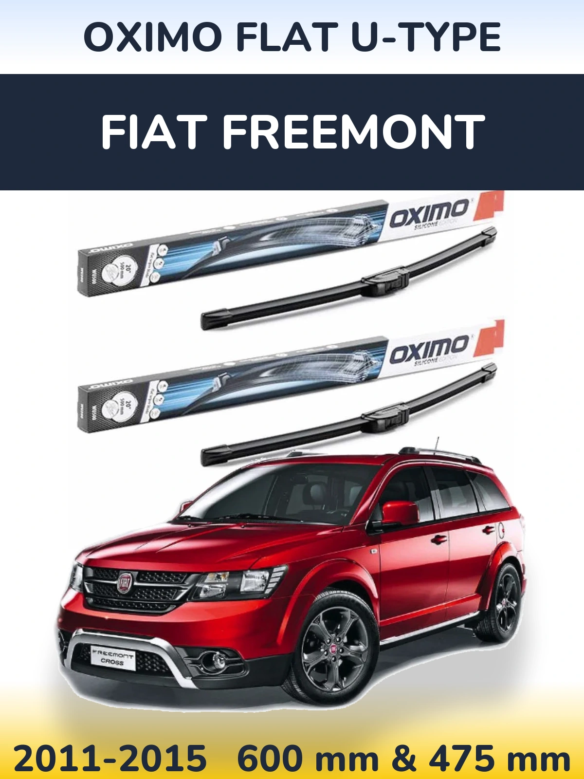 Komplet przednich wycieraczek Oximo Flat U-type 600 & 475 mm do Fiat Freemont 2011-2015