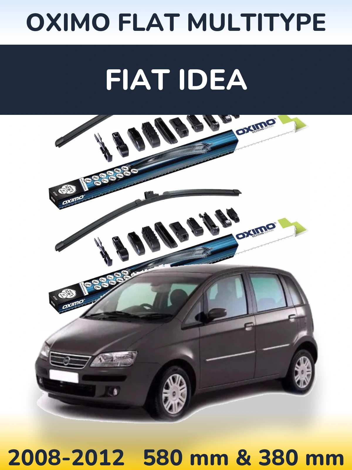 Komplet przednich wycieraczek Oximo Flat MultiType 580 & 380 mm do Fiat Idea 2008-2012