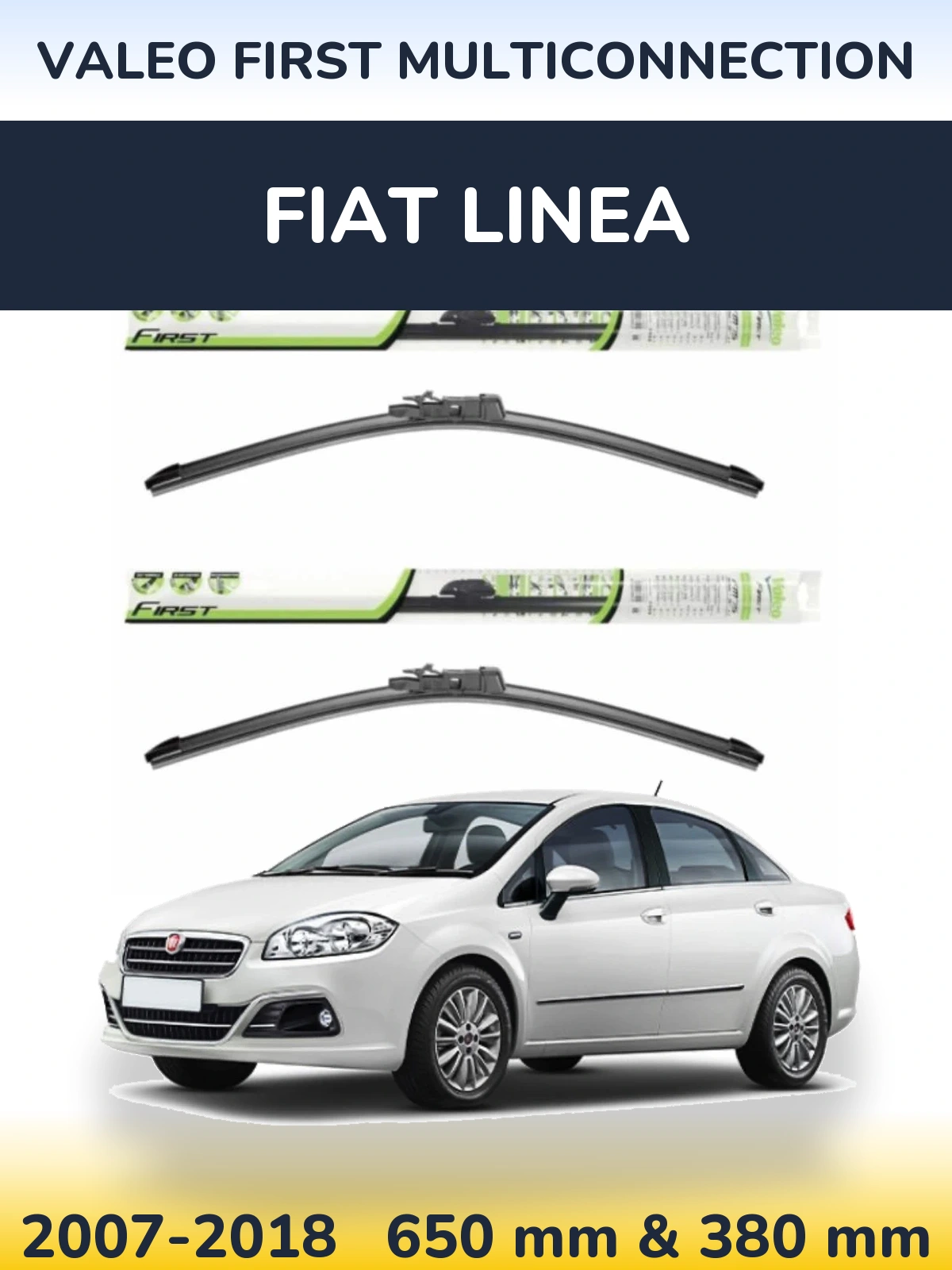 Комплект передних дворников Valeo First MultiConnection 650 & 380 мм для Fiat Linea 2007-2018