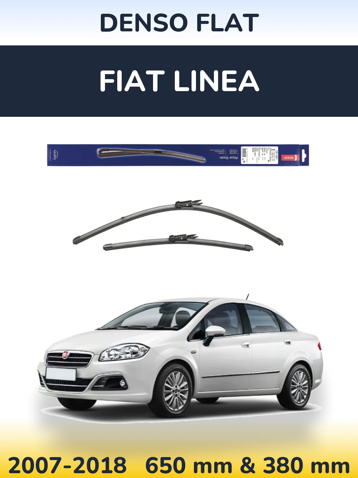 Komplet przednich wycieraczek Denso Flat 650 & 380 mm do Fiat Linea 2007-2018