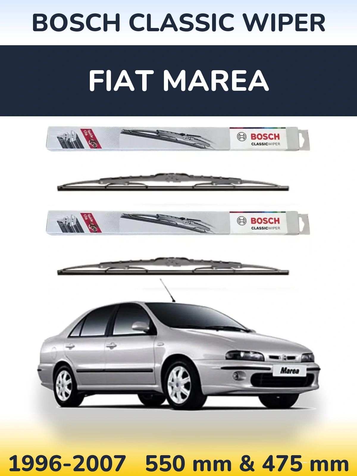 Komplet przednich wycieraczek BOSCH Classic Wiper 550 & 475 mm do Fiat Marea 1996-2007