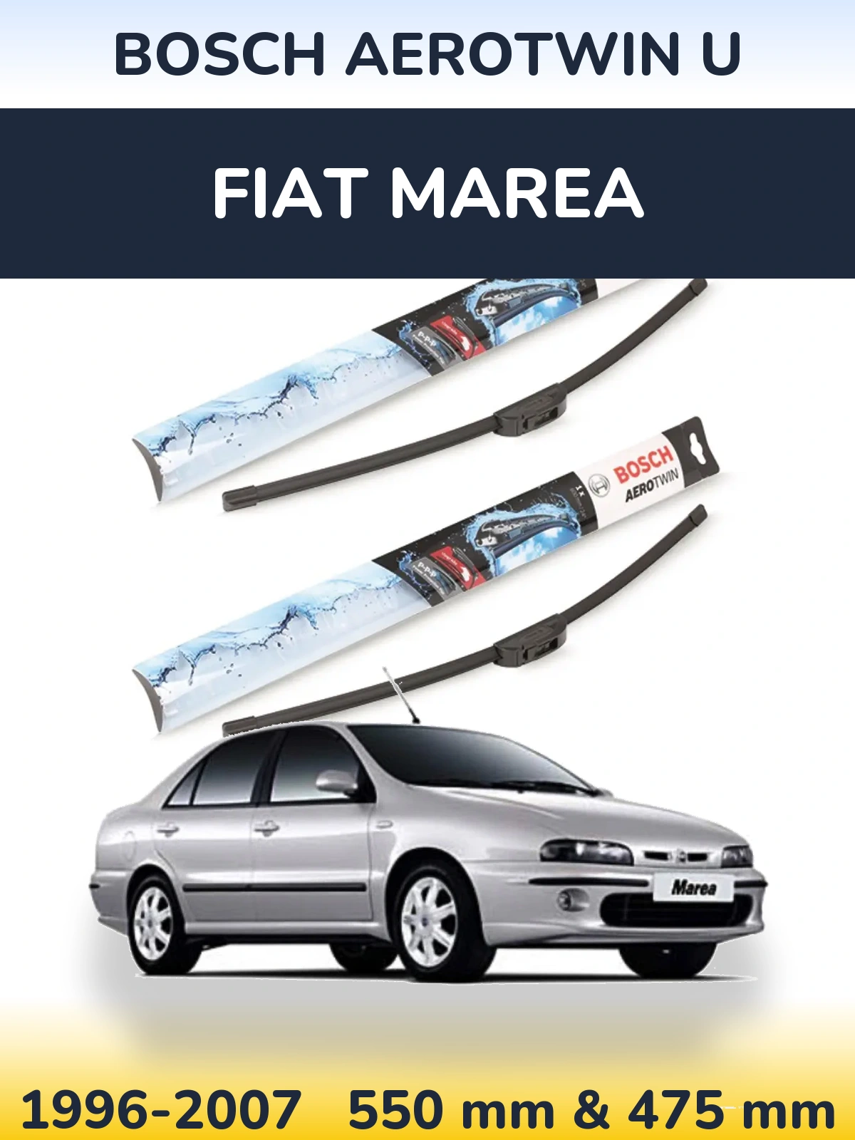 Komplet przednich wycieraczek BOSCH AeroTwin U 550 & 475 mm do Fiat Marea 1996-2007