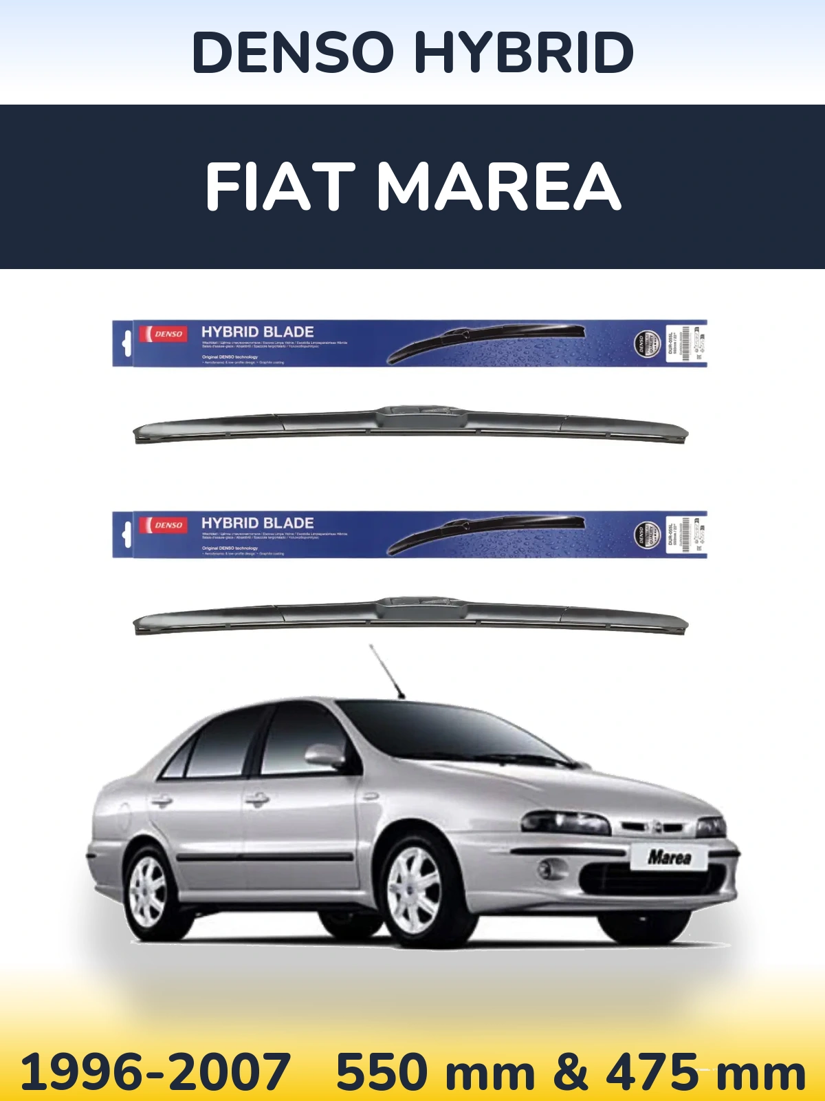 Комплект передних дворников Denso Hybrid 550 & 475 мм для Fiat Marea 1996-2007