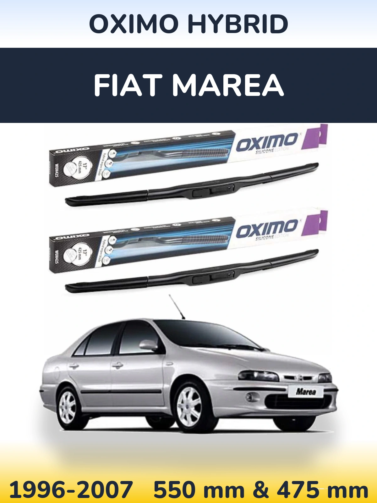 Komplet przednich wycieraczek Oximo Hybrid 550 & 475 mm do Fiat Marea 1996-2007