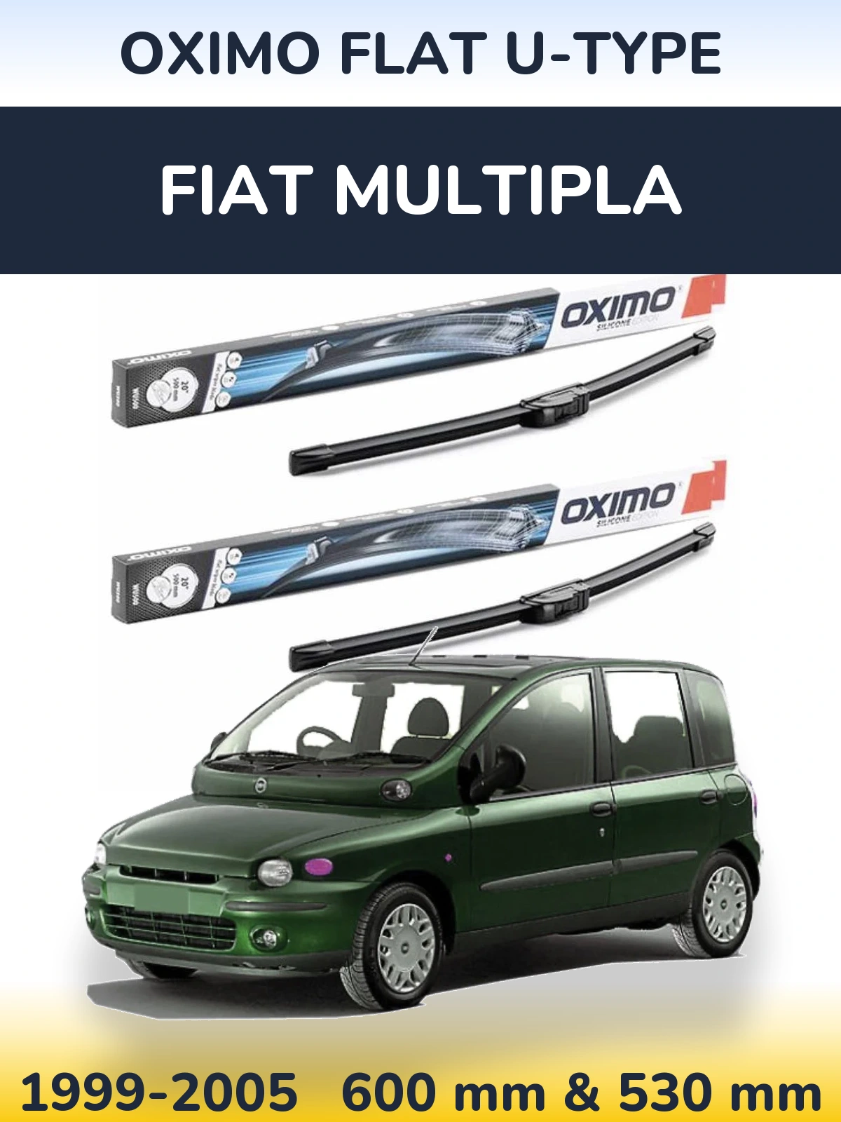 Комплект передних дворников Oximo Flat U-type 600 & 530 мм для Fiat Multipla 1999-2005