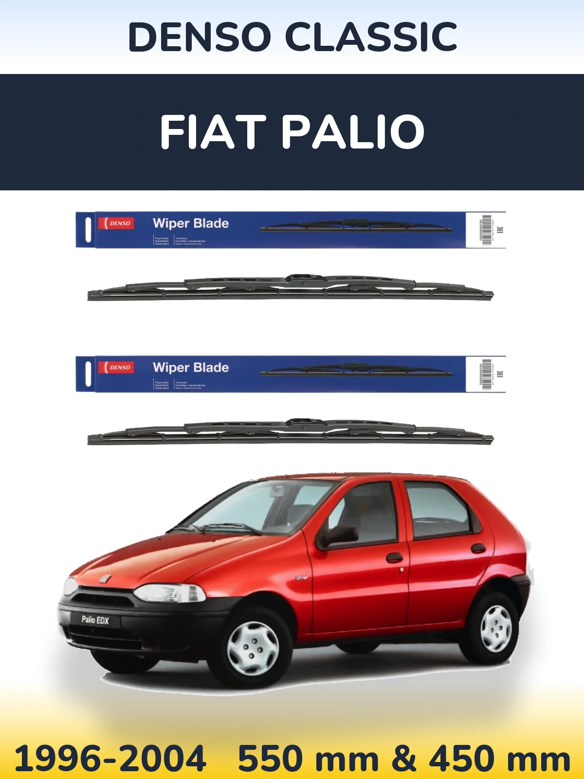 Komplet przednich wycieraczek Denso Classic 550 & 450 mm do Fiat Palio 1996-2004