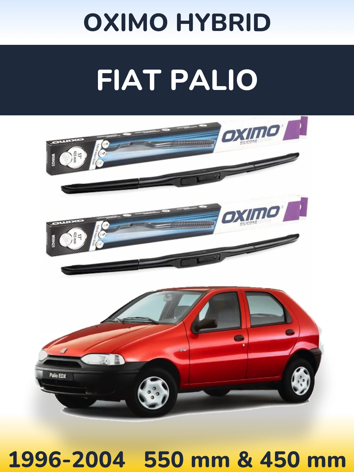Komplet przednich wycieraczek Oximo Hybrid 550 & 450 mm do Fiat Palio 1996-2004