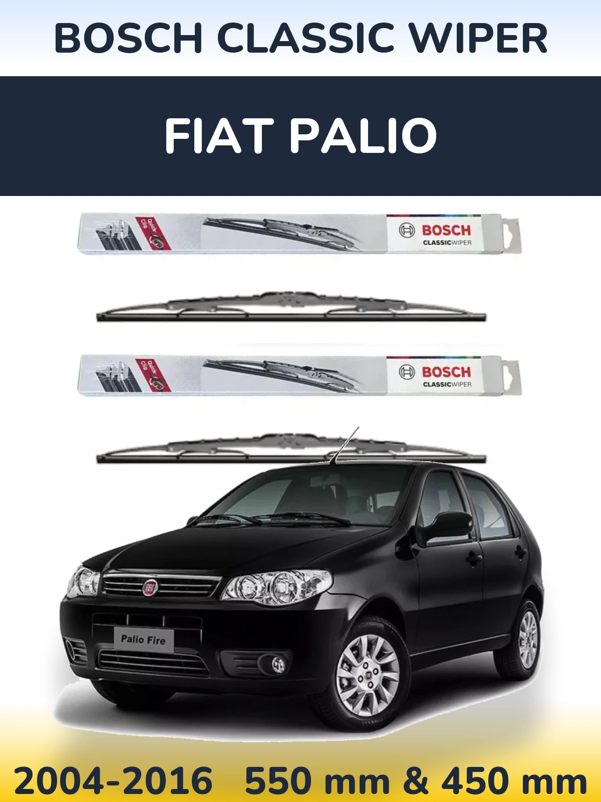 Комплект передних дворников BOSCH Classic Wiper 550 & 450 мм для Fiat Palio 2004-2016