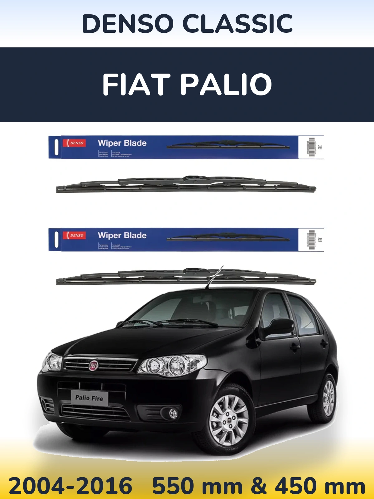 Komplet przednich wycieraczek Denso Classic 550 & 450 mm do Fiat Palio 2004-2016