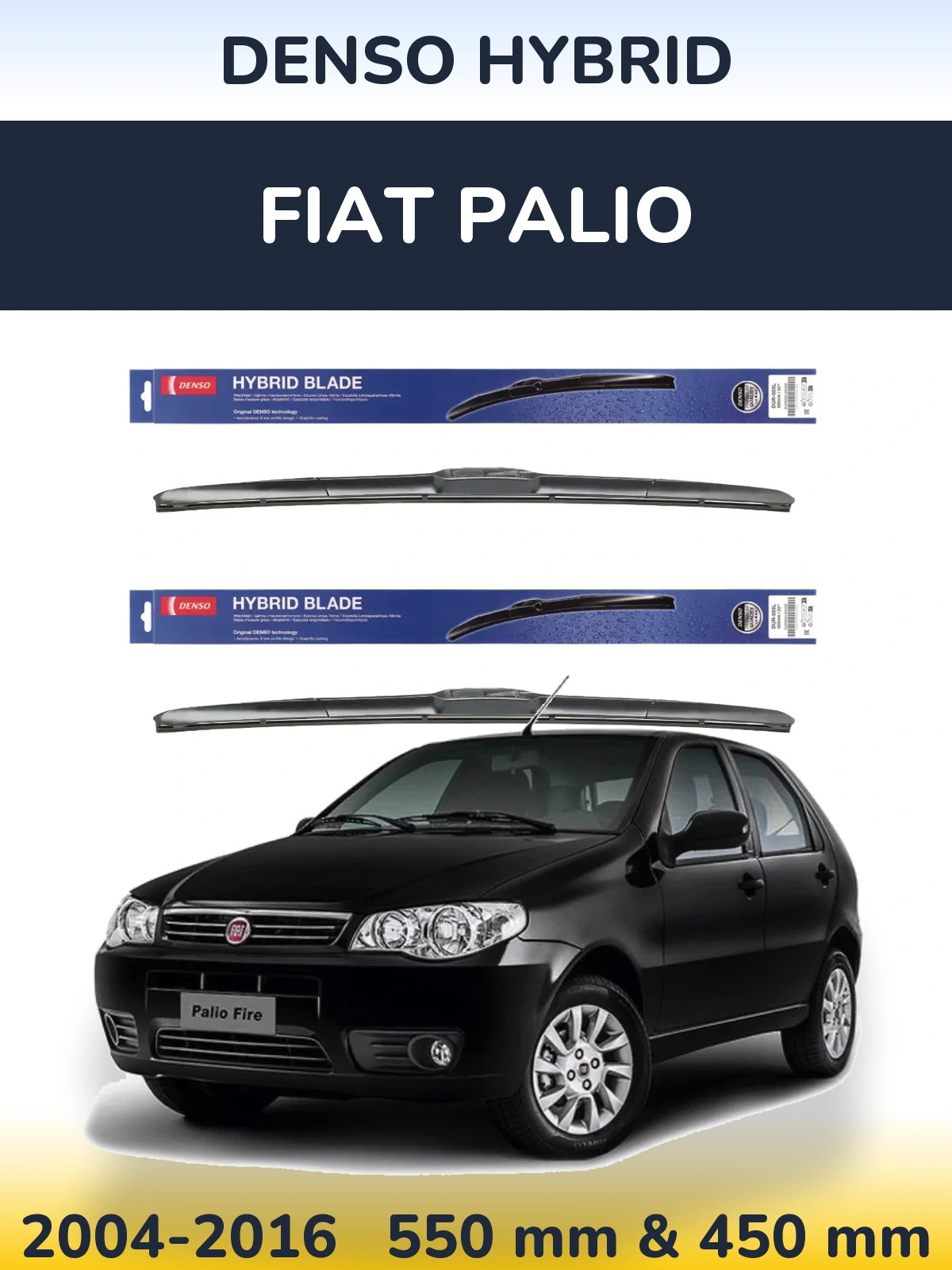 Komplet przednich wycieraczek Denso Hybrid 550 & 450 mm do Fiat Palio 2004-2016