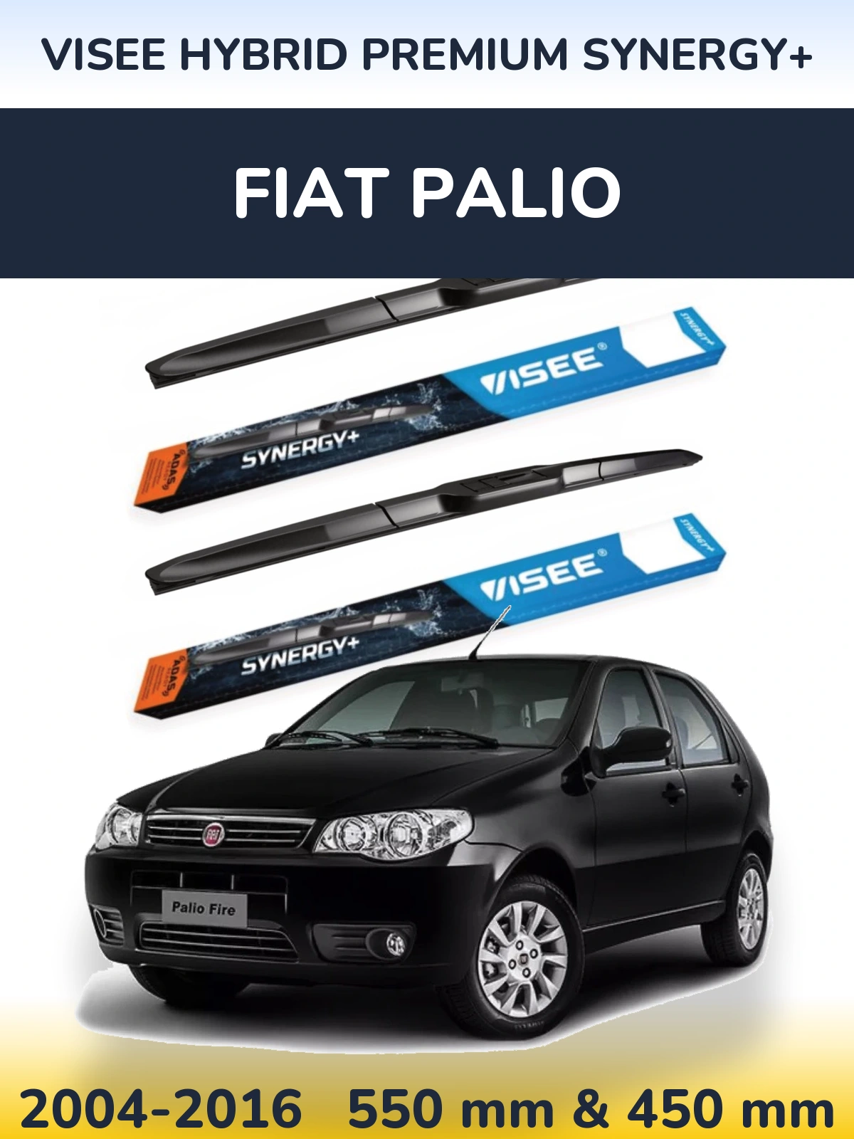 Komplet przednich wycieraczek VISEE HYBRID PREMIUM SYNERGY+ 550 & 450 mm do Fiat Palio 2004-2016