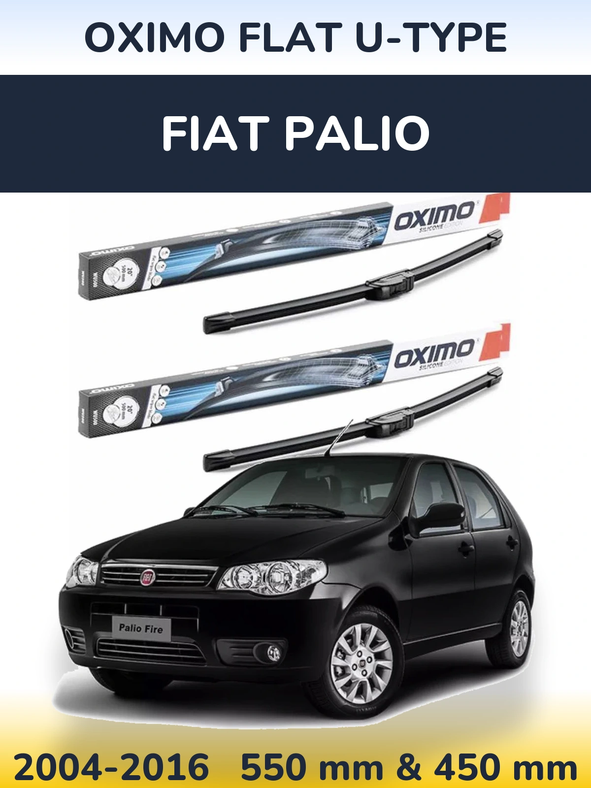 Komplet przednich wycieraczek Oximo Flat U-type 550 & 450 mm do Fiat Palio 2004-2016