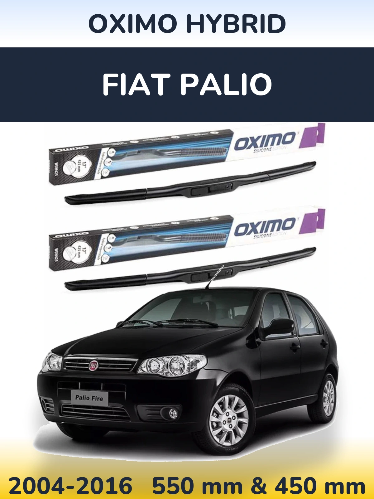 Komplet przednich wycieraczek Oximo Hybrid 550 & 450 mm do Fiat Palio 2004-2016