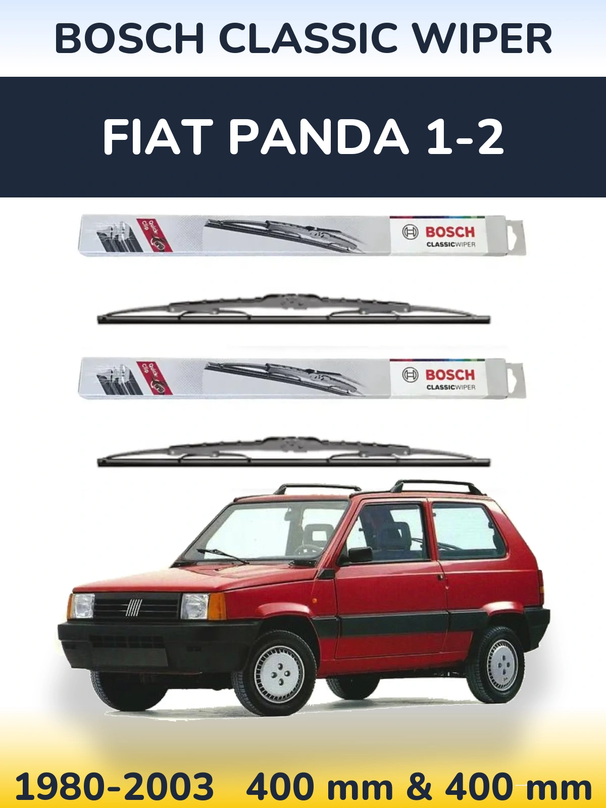 Комплект передних дворников BOSCH Classic Wiper 400 & 400 мм для Fiat Panda 1-2 1980-2003