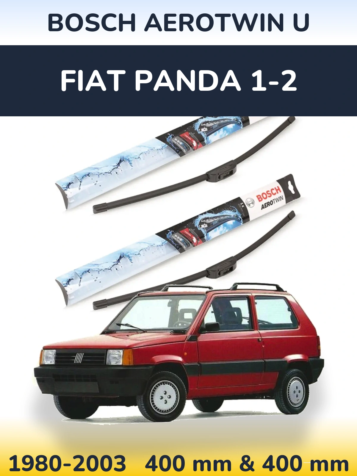 Komplet przednich wycieraczek BOSCH AeroTwin U 400 & 400 mm do Fiat Panda 1-2 1980-2003