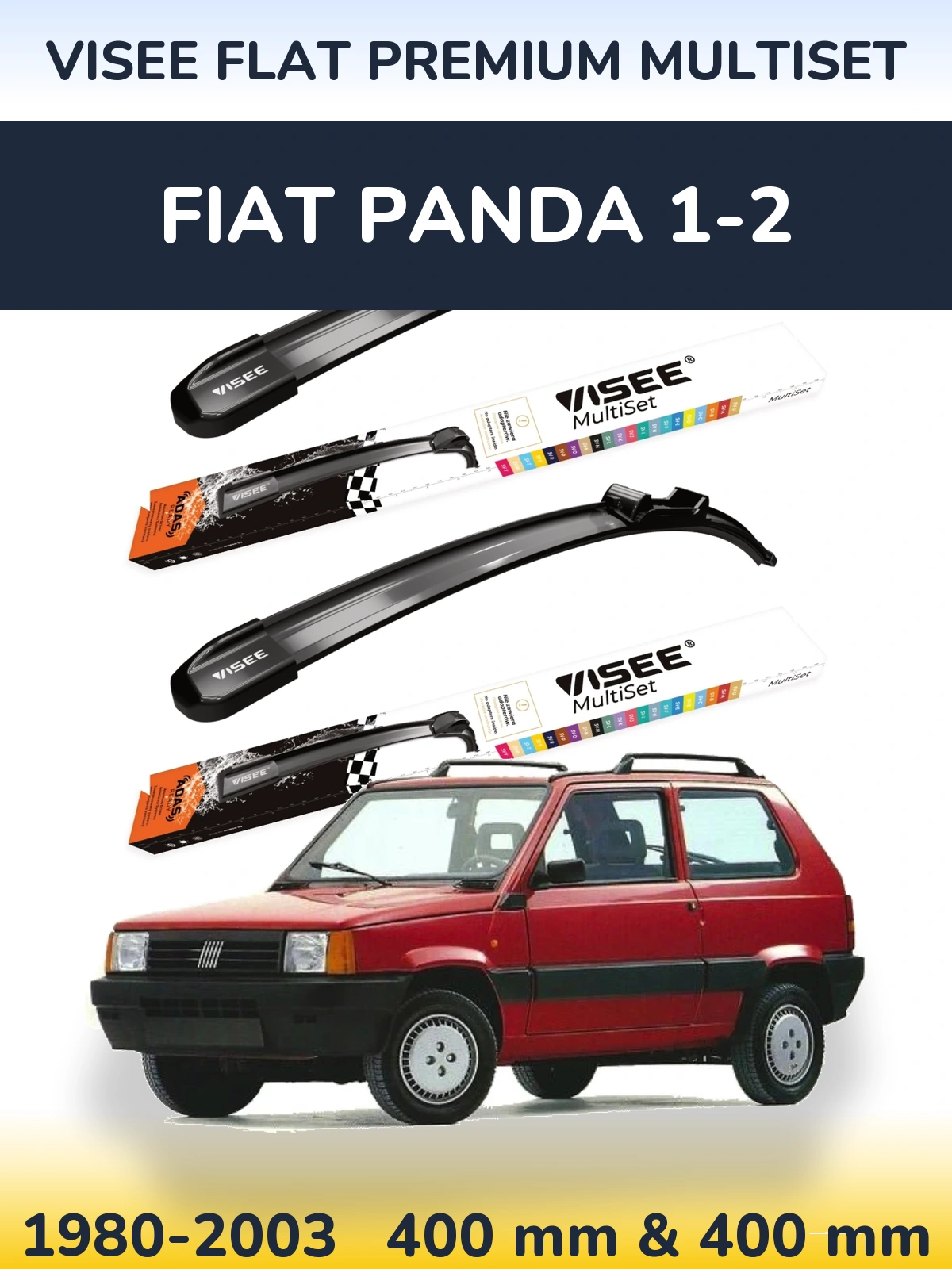 Komplet przednich wycieraczek VISEE FLAT PREMIUM MultiSet 400 & 400 mm do Fiat Panda 1-2 1980-2003