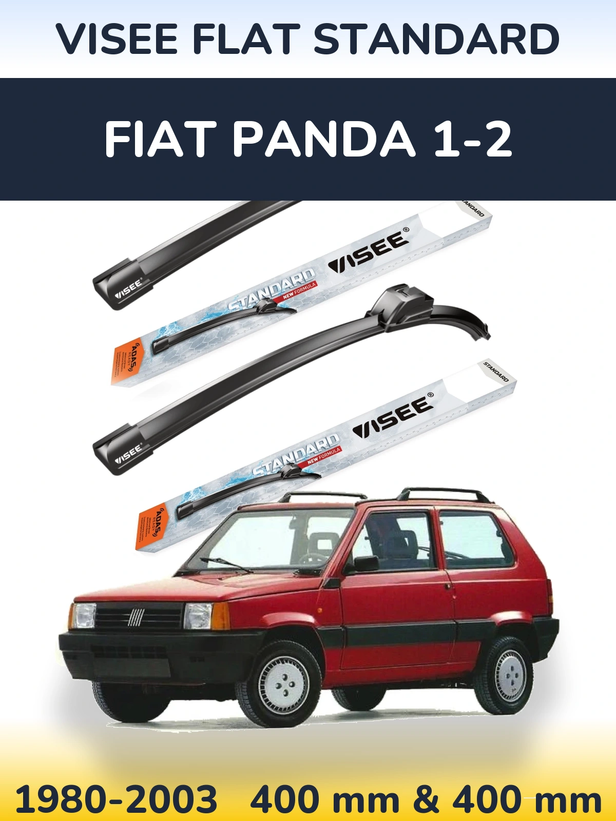 Комплект передних дворников VISEE FLAT STANDARD 400 & 400 мм для Fiat Panda 1-2 1980-2003