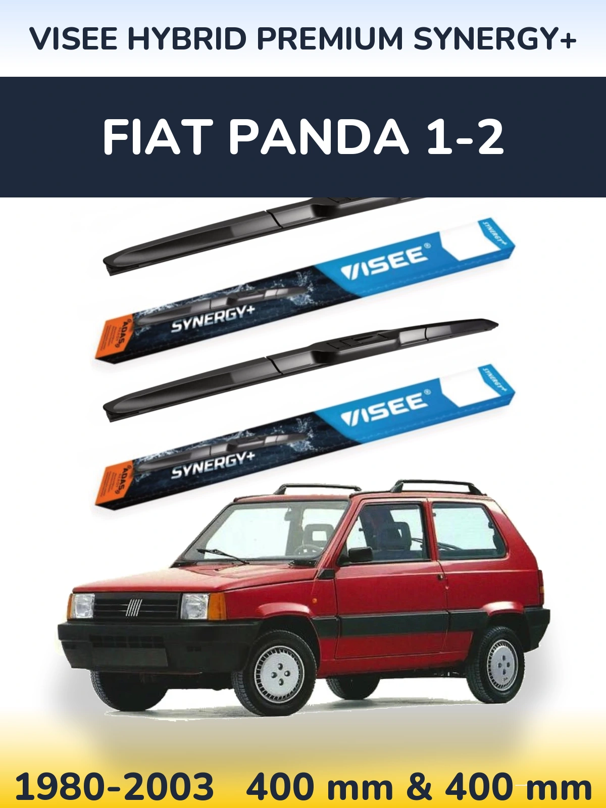 Komplet przednich wycieraczek VISEE HYBRID PREMIUM SYNERGY+ 400 & 400 mm do Fiat Panda 1-2 1980-2003