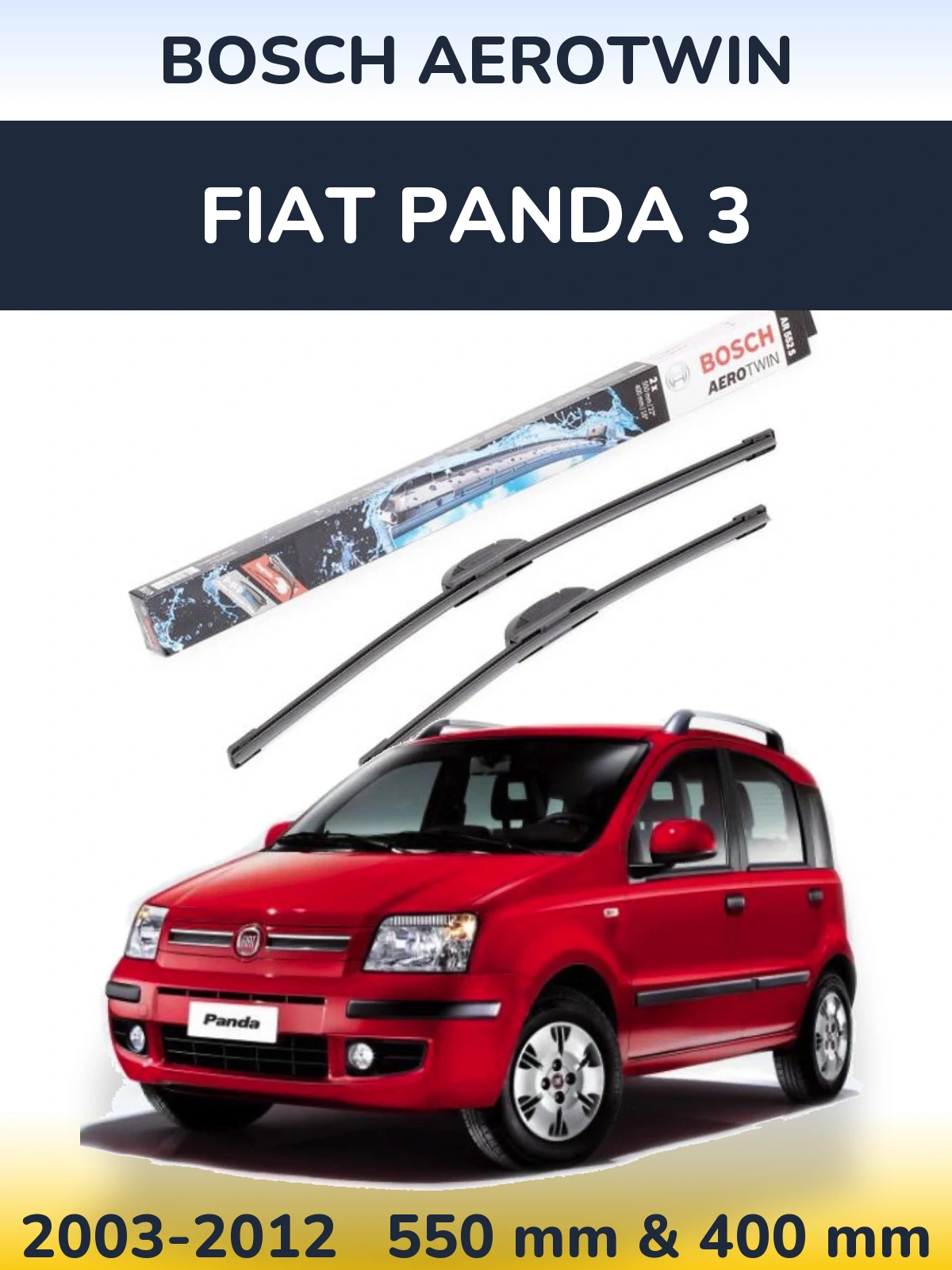 Комплект передних дворников BOSCH AeroTwin 550 & 400 мм для Fiat Panda 3 2003-2012