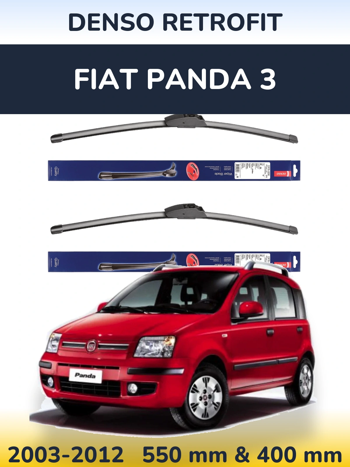 Комплект передних дворников Denso Retrofit 550 & 400 мм для Fiat Panda 3 2003-2012