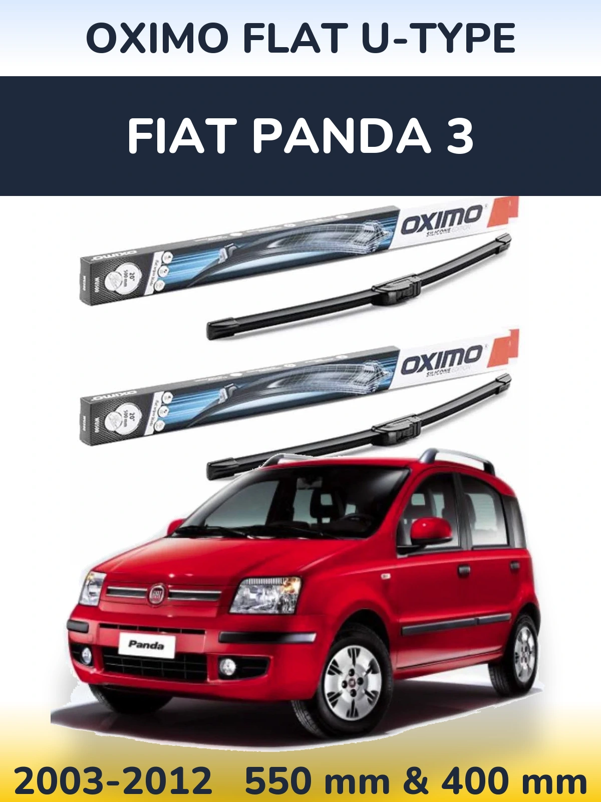 Комплект передних дворников Oximo Flat U-type 550 & 400 мм для Fiat Panda 3 2003-2012