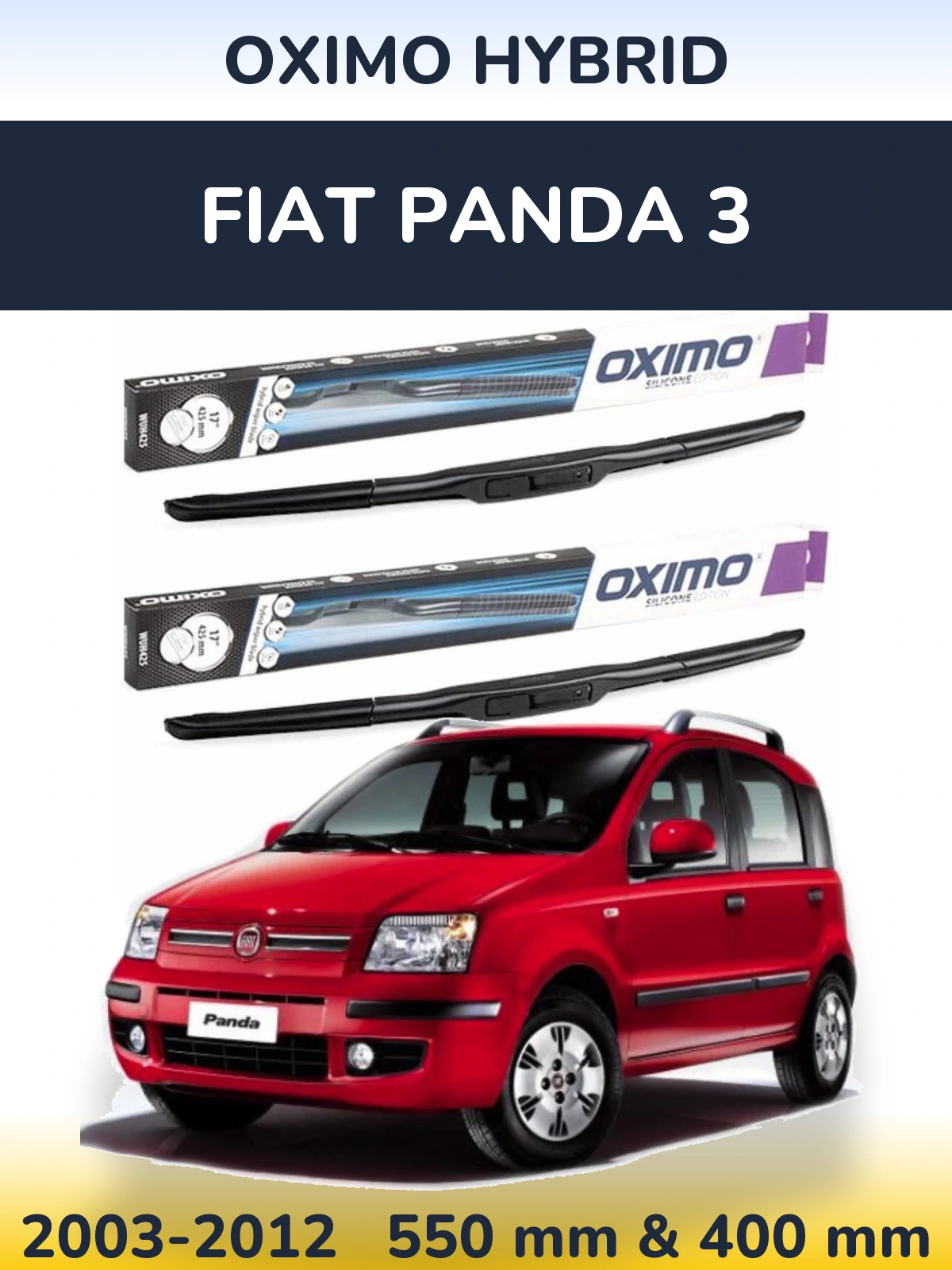Komplet przednich wycieraczek Oximo Hybrid 550 & 400 mm do Fiat Panda 3 2003-2012