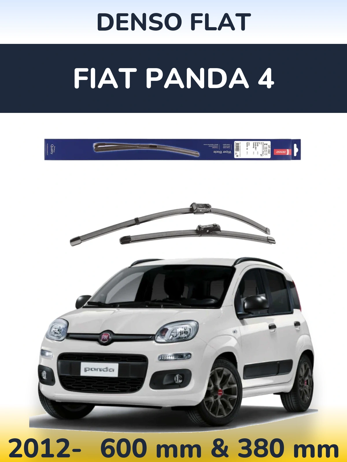Комплект передних дворников Denso Flat 600 & 380 мм для Fiat Panda 4 2012-2026