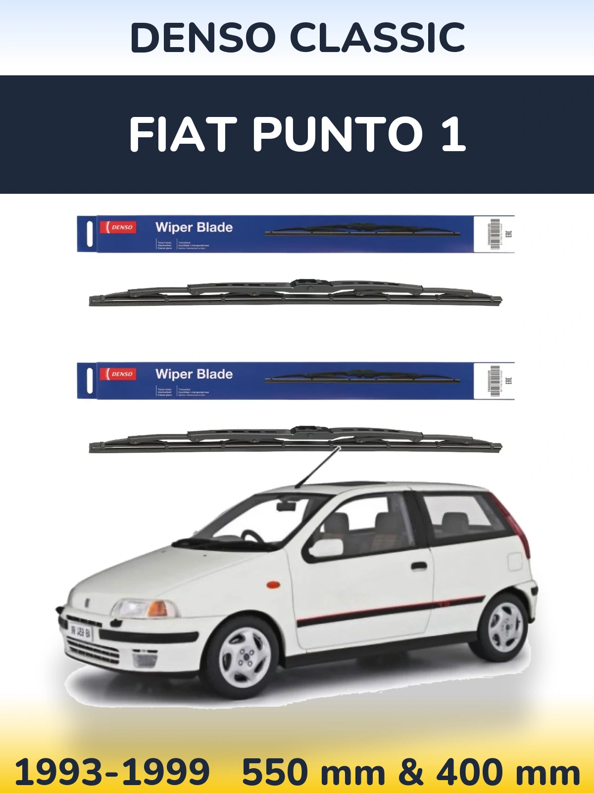 Front wiper blade set Denso Classic 550 & 400 mm for Fiat Punto 1 1993-1999