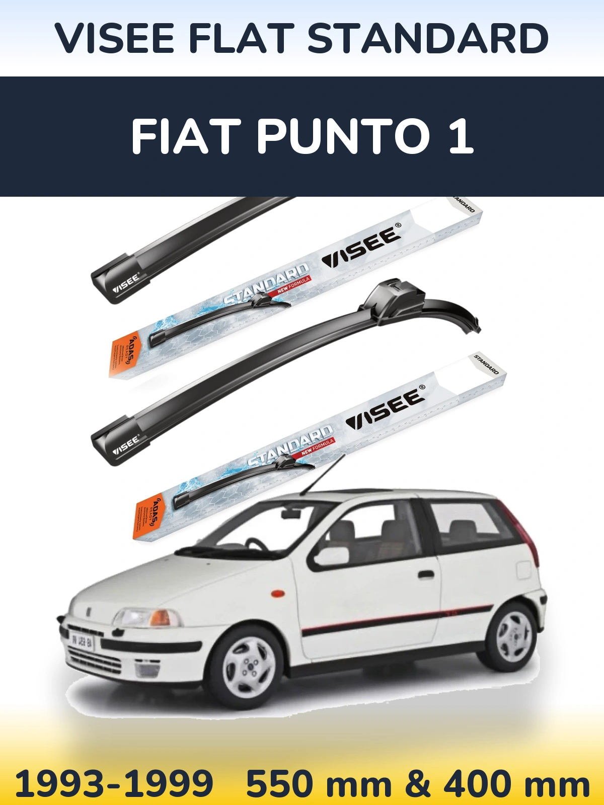 Комплект передних дворников VISEE FLAT STANDARD 550 & 400 мм для Fiat Punto 1 1993-1999