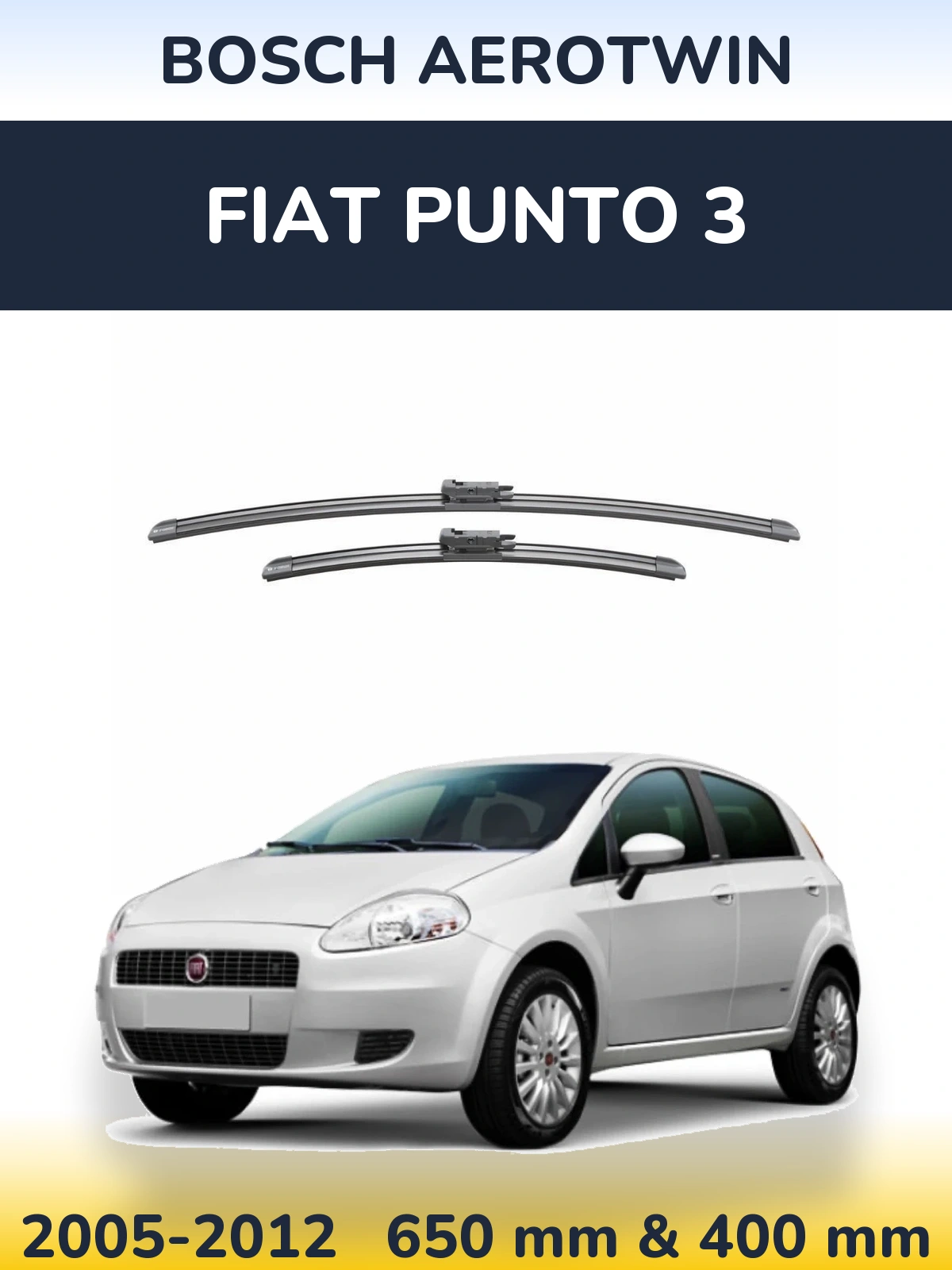 Комплект передних дворников BOSCH AeroTwin 650 & 400 мм для Fiat Punto 3 2005-2012