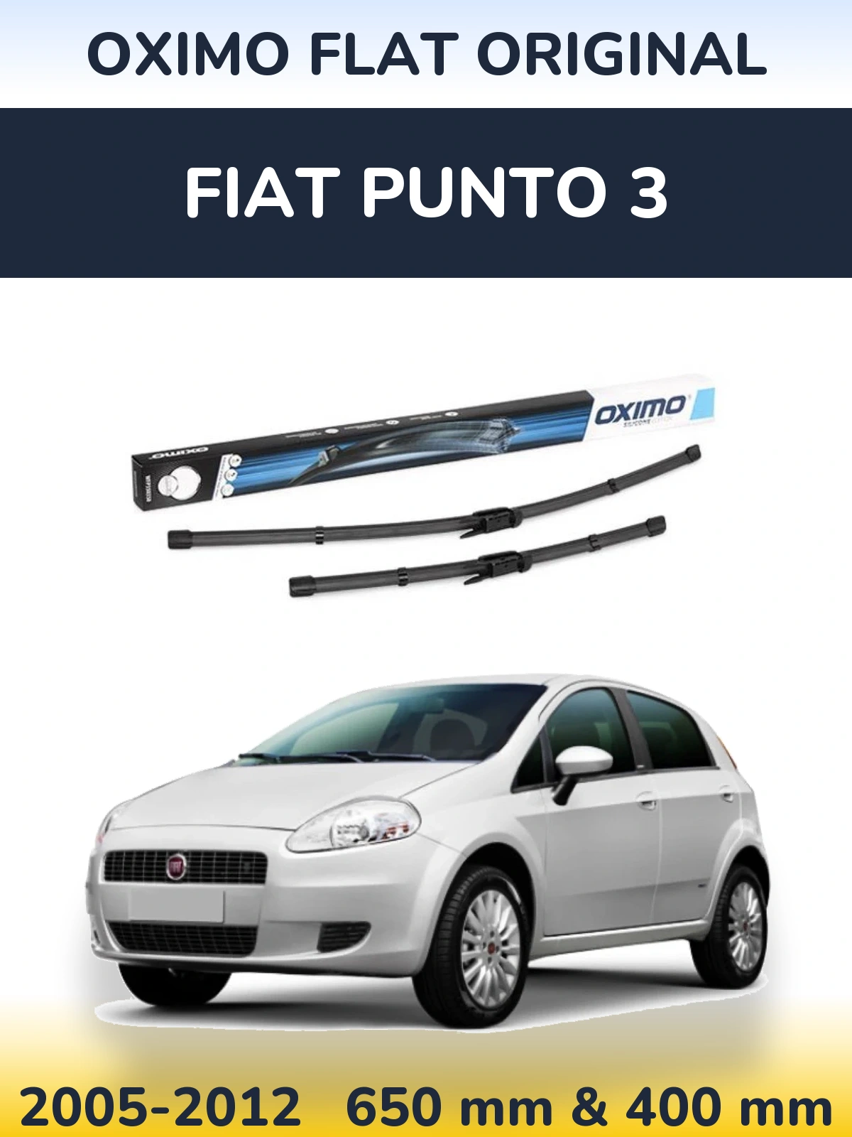 Комплект передних дворников Oximo Flat Original 650 & 400 мм для Fiat Punto 3 2005-2012