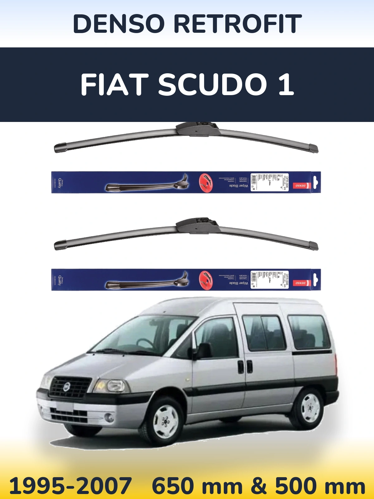 Комплект передних дворников Denso Retrofit 650 & 500 мм для Fiat Scudo 1 1995-2007